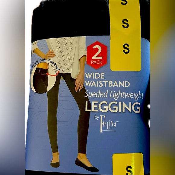 ***NWT*** 2 Pack Women’s Sueded Lightweight Leggings by Felina-Solid Bla… - Picture 1 of 3